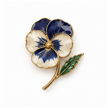 Broche floral vintage sobre fondo blanco