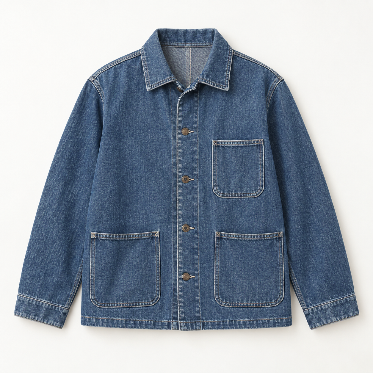 Chaqueta vaquera azul sobre fondo blanco